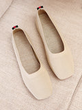 Momentlover Solid Color Breathable Flat Shoes