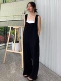 Momentlover Original Creation Sleeveless Loose Solid Color Square-Neck Overalls