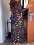 Momentlover Plus Size Pattern Print Printed Regular Dress BO2172