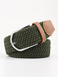 Momentlover 20 Colors Simple Contrast Color Weave Belt