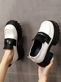 Momentlover Split-Joint Round-Toe Platform Shoes