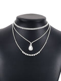 Rhine Stones Layered Normcore Necklaces Accessories