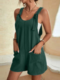 Momentlover Solid Color Sleeveless Loose U-neck Rompers