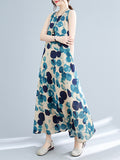 Momentlover Polka-Dot Sleeveless Loose Round-Neck Maxi Dresses