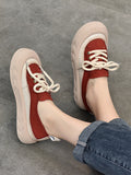 Momentlover Lace-Up Contrast Color Platform Shoes Casual Shoes