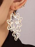 Momentlover Solid Color Hollow Geometric Figure Drop Earrings