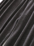 Momentlover High Waisted Loose Drawstring Elasticity Solid Color Casual Pants Bottoms Trousers