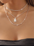 Rhine Stones Layered Normcore Necklaces Accessories