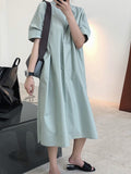 Momentlover Original Solid Round-Neck Shirt Dress