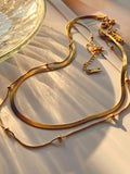 Solid Color Snake Chain Double Layered Necklaces Accessories