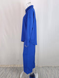 Momentlover Solid Color Long Sleeves Buttoned Pockets Lapel Shirts Top + Elasticity High Waisted Pants Bottom Two Pieces Set
