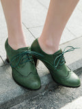 Momentlover Split-Joint Pointed-Toe Lace-Up Pumps