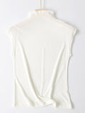 Momentlover Simple Solid Color Sleeveless Casual High-Neck Vest