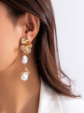 Momentlover Imitation Pearls Geometric Drop Earrings