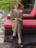 Momentlover Loose Soft Batwing Sleeve Long Dress