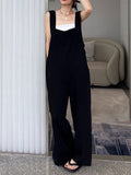 Momentlover Original Creation Sleeveless Loose Solid Color Square-Neck Overalls