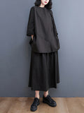 Momentlover Casual Buttoned Cardigan Top&Elasticity Skirt 2 Pieces Set