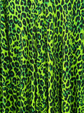 Momentlover Green Leopard V-Neck Split-Side Batwing Sleeves Maxi Dress