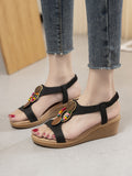 Momentlover Peep Toe Open Toe Elasticity Wedges & Flatform Sandals