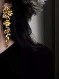 Momentlover Leaves Shape Flower Shape Drop Earrings