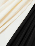 Momentlover Contrast Color Loose Long Sleeves V-neck Maxi Dresses Evening Dresses