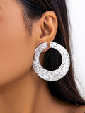 Momentlover Solid Color Hollow Geometric Drop Earrings