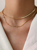Solid Color Snake Chain Double Layered Necklaces Accessories