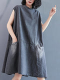 Momentlover Original Split-Joint With Pocket Denim Dress