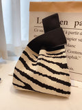Momentlover Knitting Checkerboard Zebra-Stripe Striped Bags Accessories Handbags
