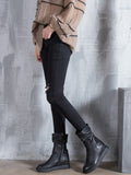 Momentlover Leisure Fashion Solid Leather Martin Boots