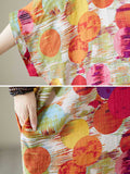 Momentlover Polka-Dot Contrast Color Loose Half Sleeves V-Neck Maxi Dresses
