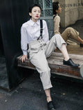Momentlover Vintage One-Shoulder Multi-Buckle Jumpsuit
