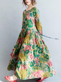 Momentlover National Style Flower Printed Long Dress