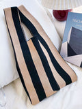 Momentlover Striped Contrast Color Woven Handbag Bags