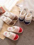 Momentlover Indoor Non-Slip Keep Warm Striped Slippers