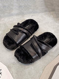 Momentlover Velvet Split-Joint Slippers