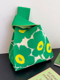 Momentlover Woven Floral Printed Contrast Color Woven Handbag