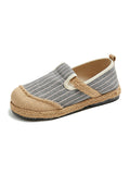 Momentlover Straw Knitting Striped Flat Shoes Casual Shoes