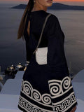 Momentlover Flared Sleeves Embroidered Round-Neck Mini Dresses