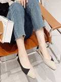 Momentlover V-Cut Split-Joint Pointed-Toe Contrast Color Flats Flat Shoes