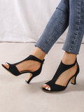 Momentlover Zipper Peep Toe Pumps Sandals