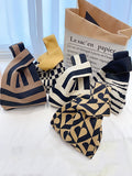 Momentlover Knitting Checkerboard Zebra-Stripe Striped Bags Accessories Handbags