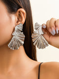 Momentlover Solid Color Leaves Shape Geometric Drop Earrings