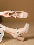 Momentlover Square-Toe Shallow Cut Pumps Mary Janes