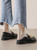 Momentlover Split-Joint Round-Toe Platform Shoes Loafers