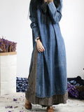 Momentlover Loose Button Split-side Jeans Long Dress