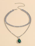Rhine Stones Geometric Double Layered Necklaces Accessories