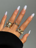 Momentlover Solid Color Geometric Three Pieces Rings Accessories