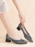 Momentlover Pointed-Toe Houndstooth Shoes Pumps