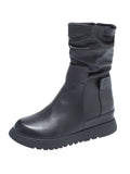 Momentlover Leisure Fashion Solid Leather Martin Boots